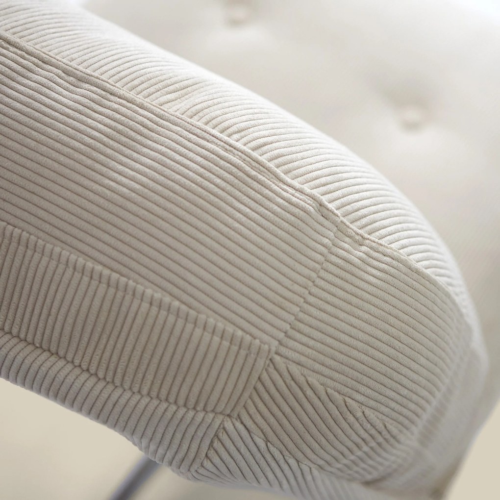 Retro Draaifauteuil Ribstof Creme