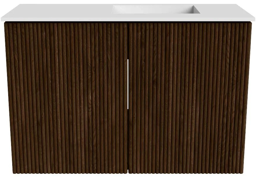 Mondiaz Joya 60cm toiletmeubel walnut met wastafel faye rechts zonder kraangat talc