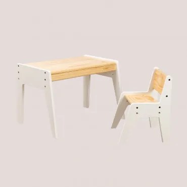 Set Van Tafel En Stoel In Hout Blaby Kids Wit - Sklum