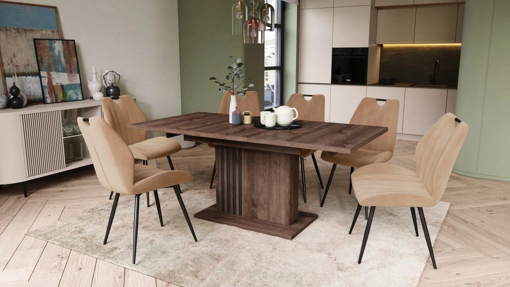 LEONEL Bruin Eik – MODERNE VOUWTAFEL TOT 180 cm!