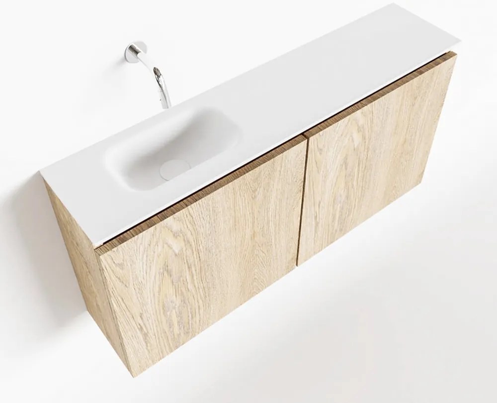 Mondiaz Ture 100cm toiletmeubel washed oak met wastafel talc links geen kraangat