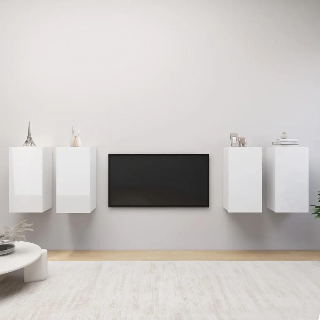 vidaXL Tv-meubelen 4 st 30,5x30x60 cm spaanplaat hoogglans wit