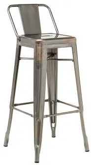Set Van 2 Hoge Krukken ↑75 Cm Met Lix Stalen Rugleuning Geborsteld Grijs - Sklum