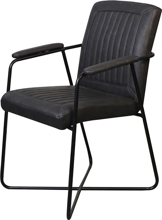 Eetkamerstoel - Henry - leer Vintage zwart