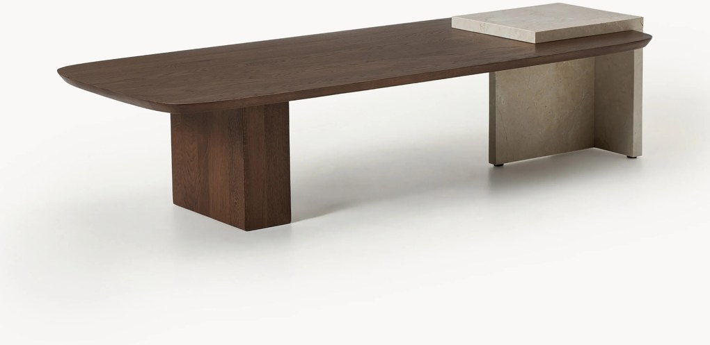 Salontafel Naida van eikenhout en marmer