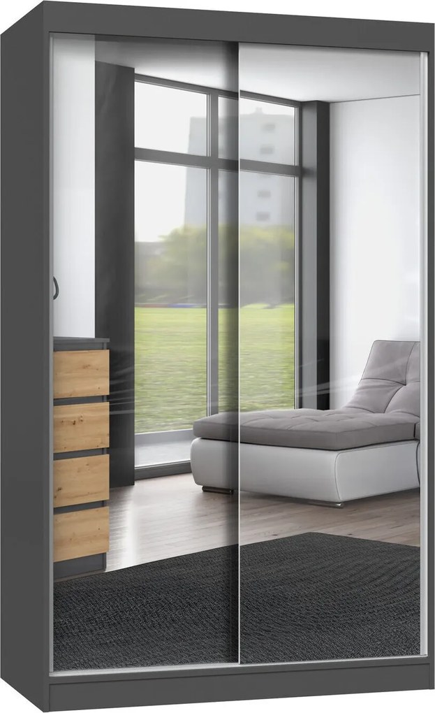 Kledingkast Mandeville 158, Antraciet, 200x120x61cm, 103.5 kg, Kledingkast deuren: Schuivend