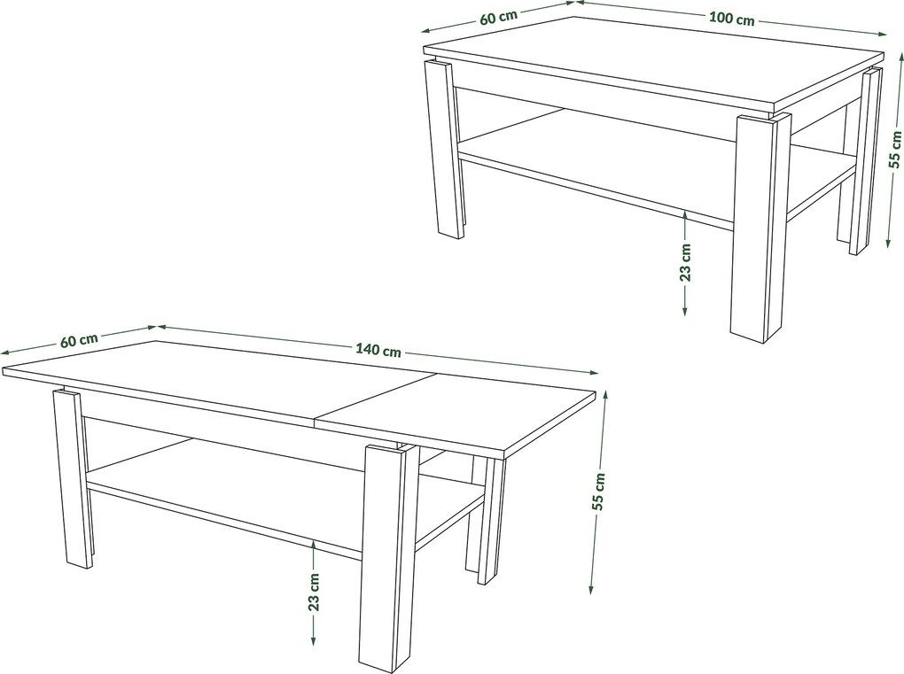 ASTI-R eiken Oasis - moderne salontafel met uitschuifbaar blad