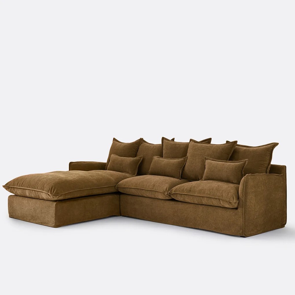 Hoekbank links, afneembare hoes, 4 zits, in gevlekt polyester, ODNA