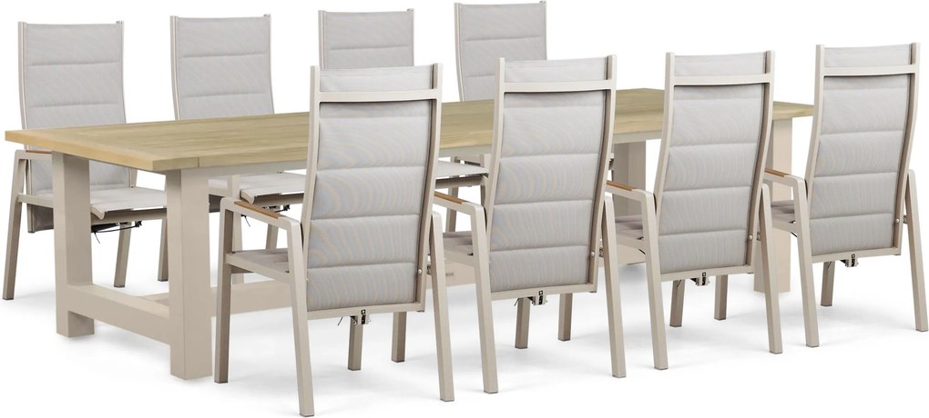 Tuinset 8 personen 300 cm Aluminium Taupe Lifestyle Garden Furniture Essence/San