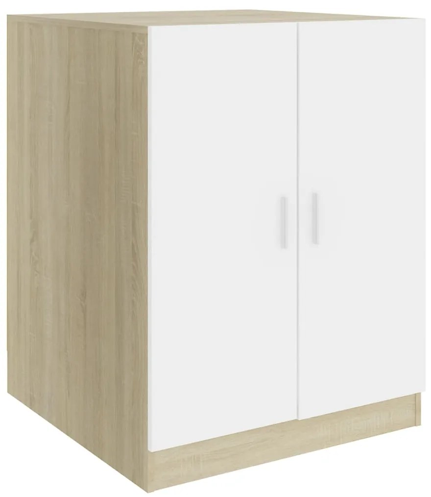 vidaXL Wasmachinekast 71x71,5x91,5 cm wit en sonoma eikenkleurig