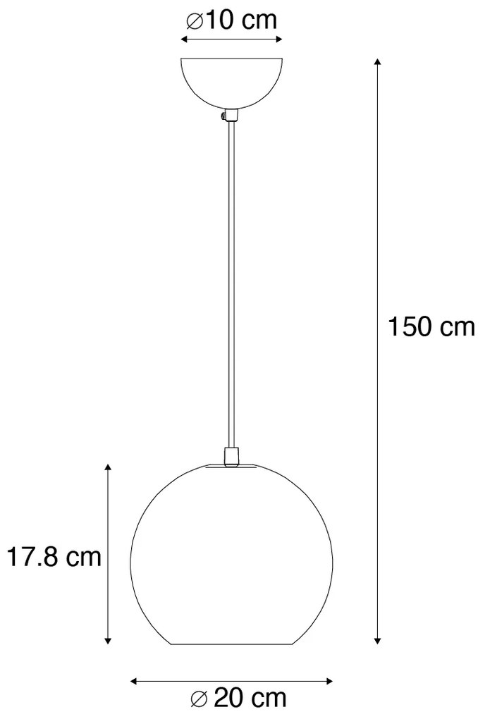 Moderne hanglamp zwart met smoke glas - Clayton Modern E27 bol / globe / rond Binnenverlichting Lamp