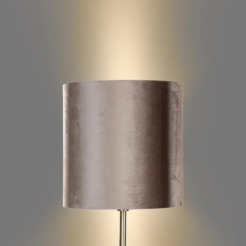 Vloerlamp messing met velours kap taupe 50cm - Simplo Klassiek / Antiek E27 rond Binnenverlichting Lamp