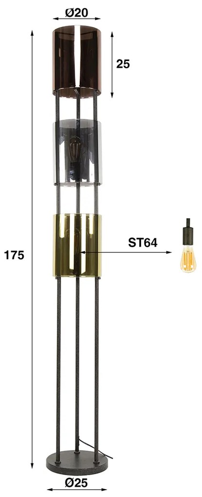 Vloerlamp Tricolore Zwart