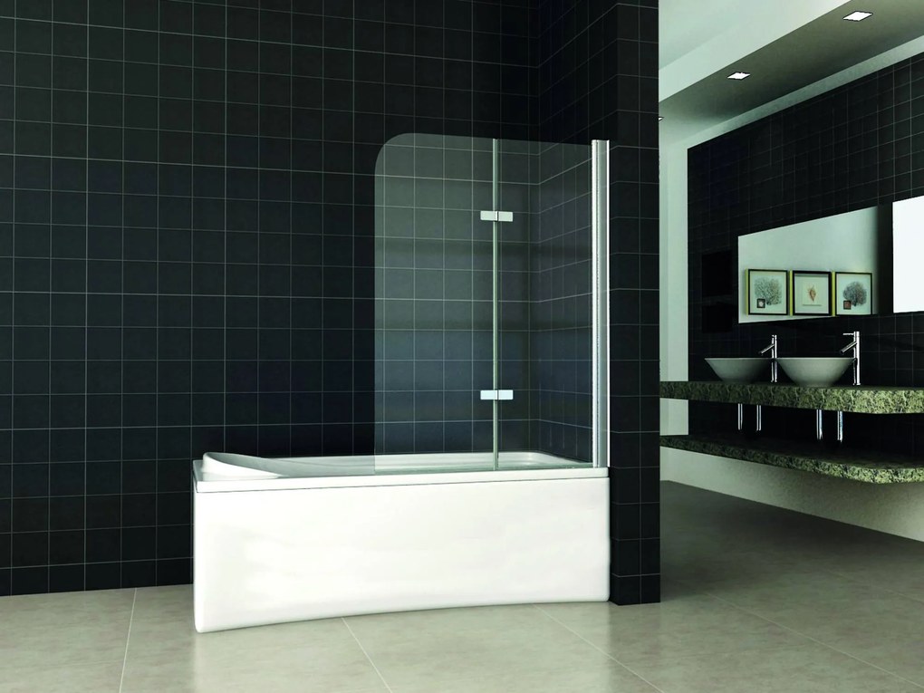 Saqu Badwand inklapbaar 2-delig 100x140 cm Nano Glas Chroom