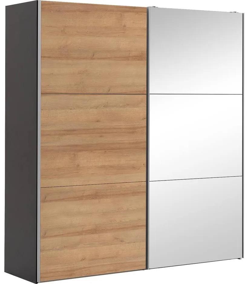 Goossens Kledingkast Easy Storage Sdk, 200 cm breed, 220 cm hoog, 1x 3 paneel schuifdeur li en 1x 3 paneel spiegel schuifdeur re