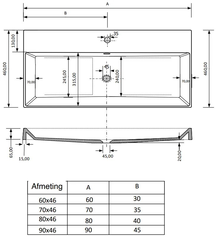 Fontana Kolo wastafelmeubel walnoot 60cm zwarte wastafel 1 kraangat met ronde spiegel