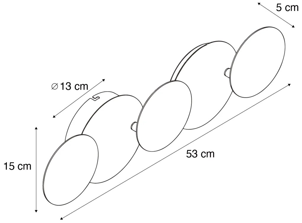 Moderne wandlamp zwart met goud incl. LED 3-staps dimbaar 5-lichts - Sunrise 3 Modern rond Binnenverlichting Lamp