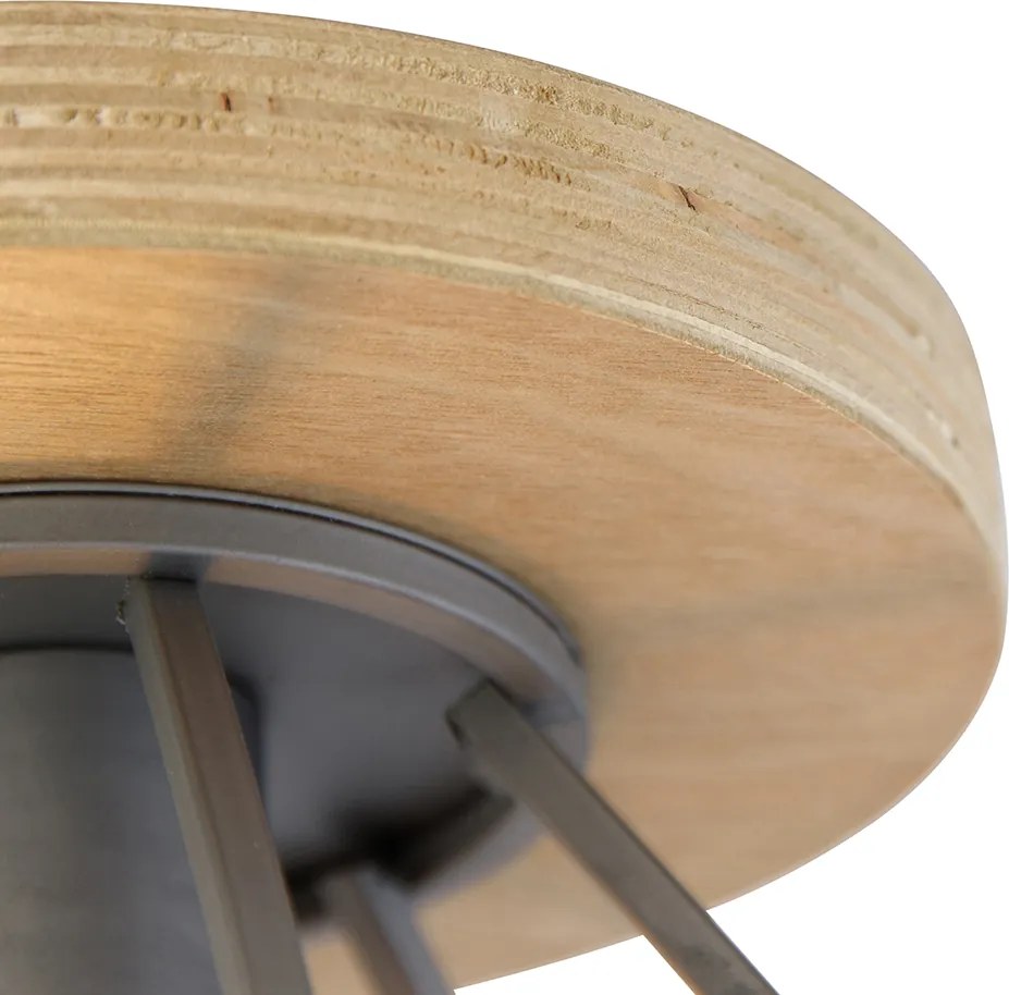 Smart plafondlamp donkergrijs met hout incl. WiFi E27 - Arthur