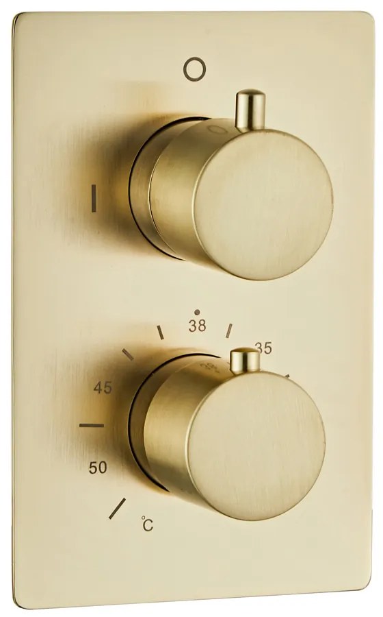 Saniclear Brass inbouwregendouche 20cm met vierkante massagejets en wandarm geborsteld messing - mat goud