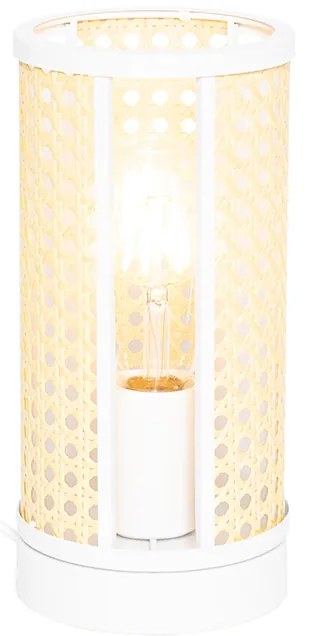 Oosterse tafellamp wit met rotan 12 cm - Akira