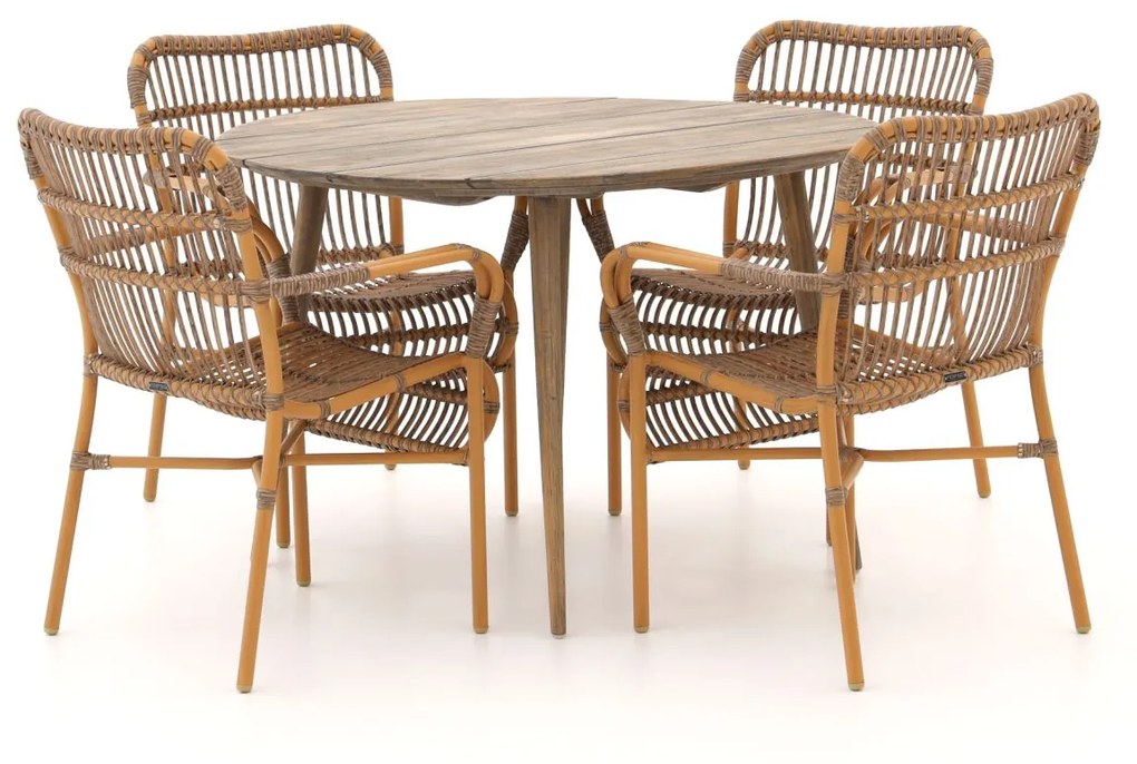 Diningset Kees Smit  | 4 personen wicker (vlechtwerk) | Tuinset stapelbaar | 5-delig | Kees Smit Tuinmeubelen