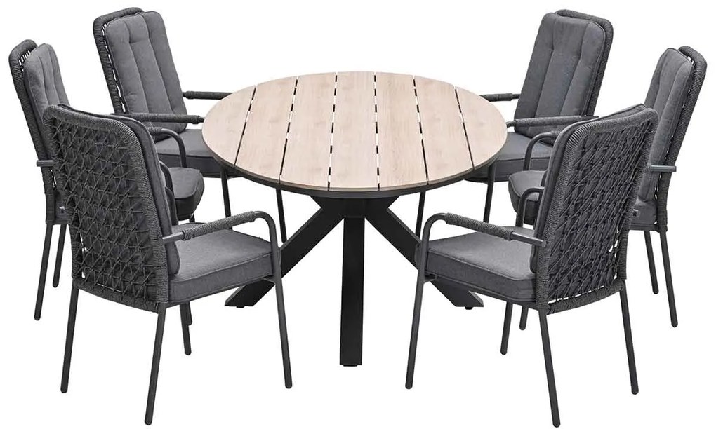 Garden Impressions Aleria tuinset 7-delig - Tulli tuintafel 220x115xH75 cm - light teak vironwood