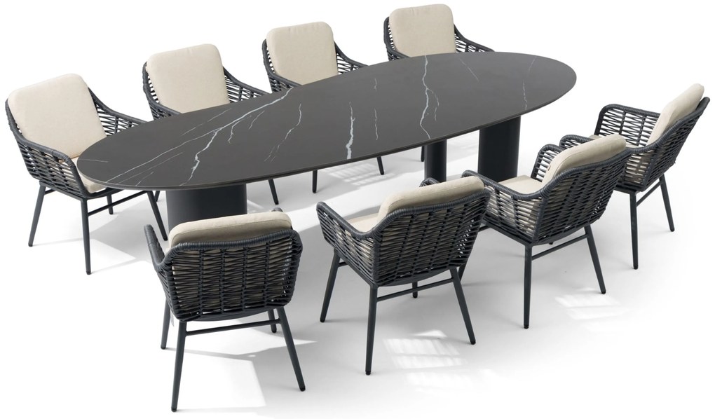 Tuinset 8 personen 300 cm Aluminium/rope Grijs Coco Antoni/Weave