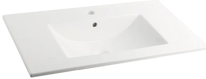 Fontana Lento wit badkamermeubel ribbelfront met witte wastafel 80cm 1 kraangat en ronde spiegel
