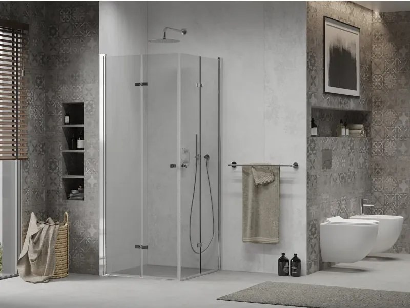 Mexen Lima Duo opvouwbare douchecabine 90 x 90 cm, transparant, chroom - 856-090-090-02-00