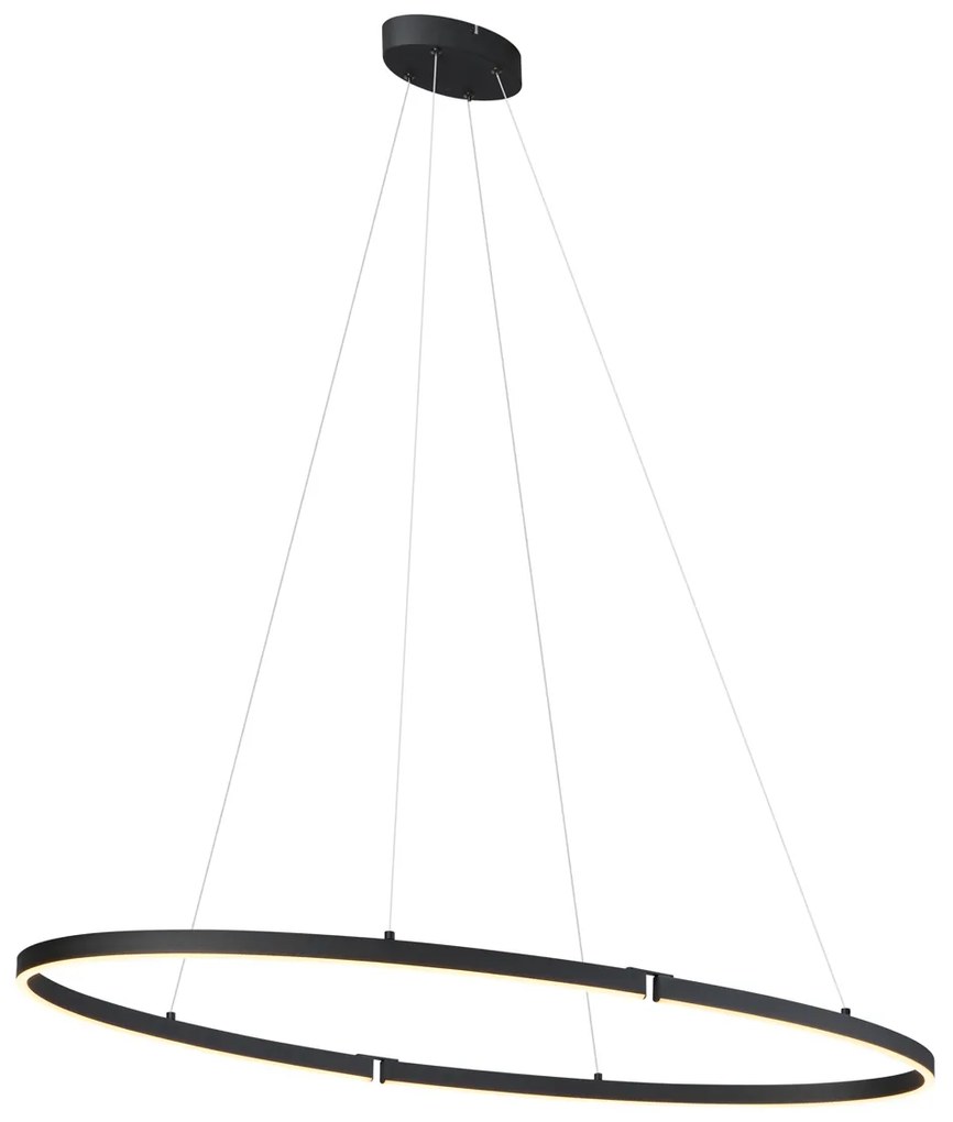 Eettafel / Eetkamer Design hanglamp zwart ovaal 120cm incl. LED 3-staps dimbaar - Ovallo Design Binnenverlichting Lamp