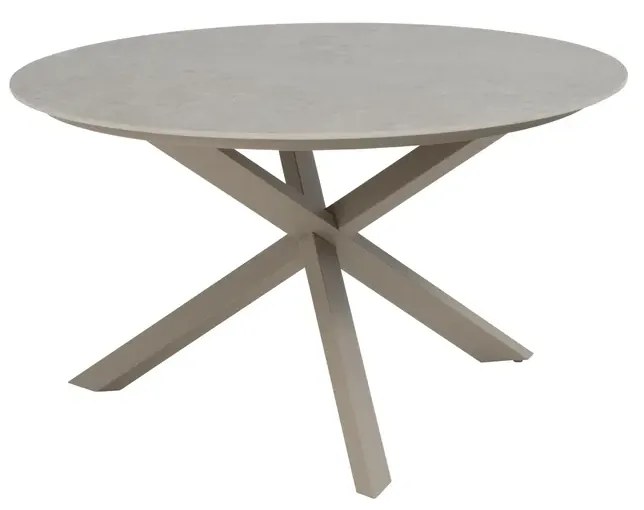 4 Seasons Outdoor Bernini tuinset latte met Prado tafel met keramisch blad Ø 130 cm Tuinset beige weerbestendig
