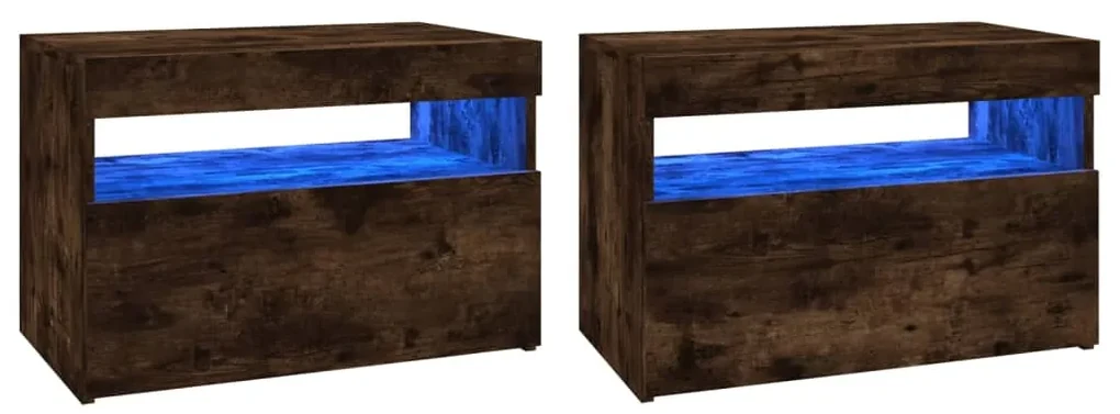 vidaXL Tv-meubels 2 st met LED-verlichting 60x35x40 cm gerookt eiken