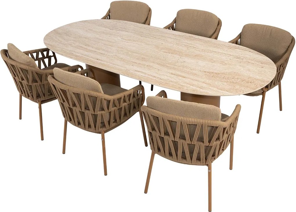 4 Seasons Biarritz tuinset 7-delig amber - Colorado tuintafel 240x105 cm ovaal
