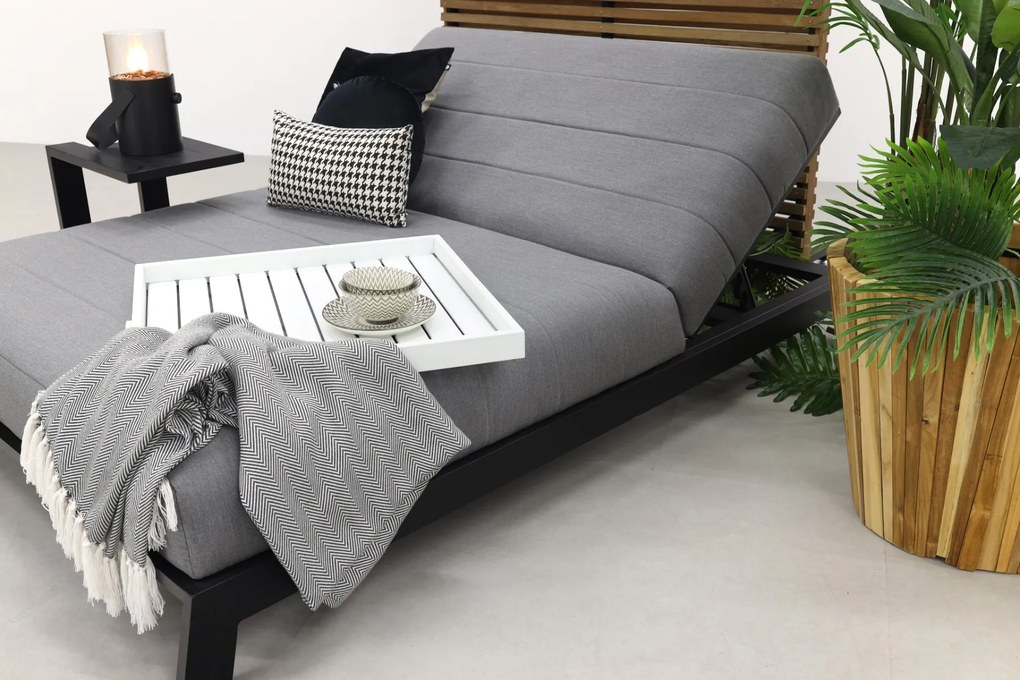 Mexico 2-persoons Sunbrella ligbed + bijzettafel - Lichtgrijs