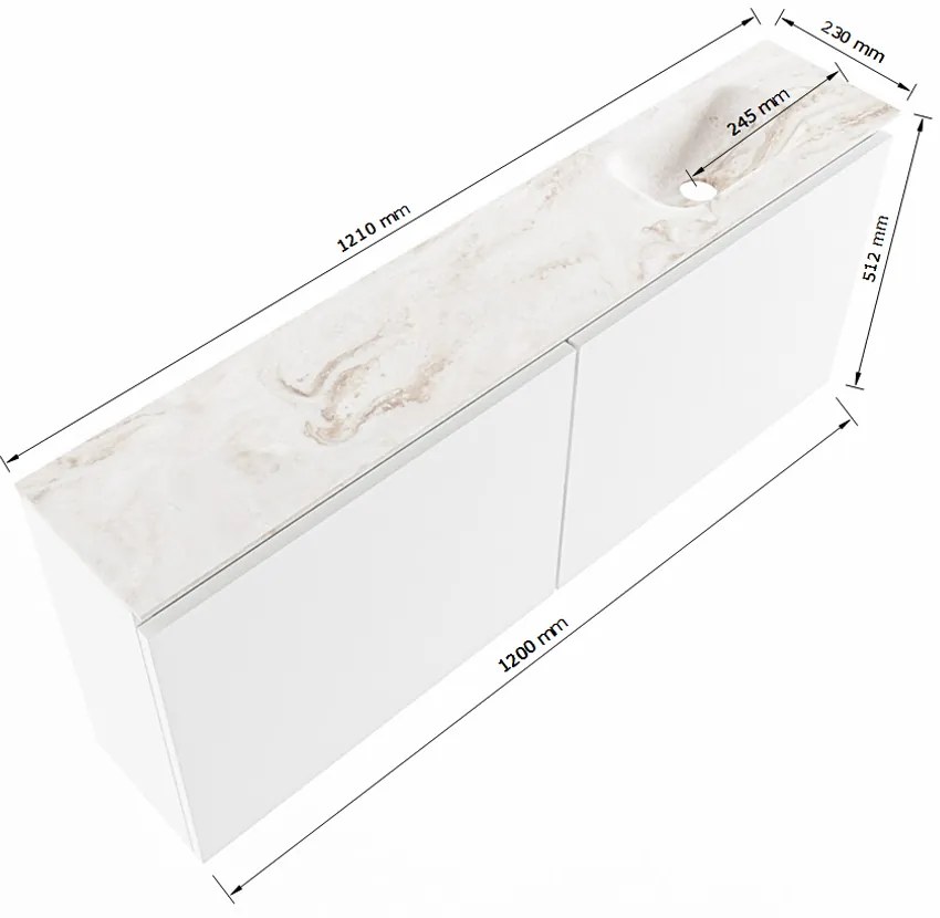 Mondiaz Ture DLux toiletmeubel 120cm rust met wastafel ostra rechts met kraangat