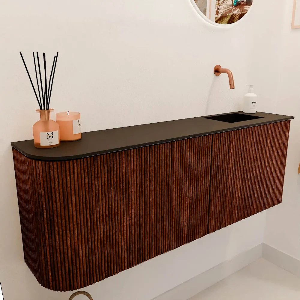 Mondiaz Joya 110cm toiletmeubel ronding links ruby met wastafel faye rechts zonder kraangat urban