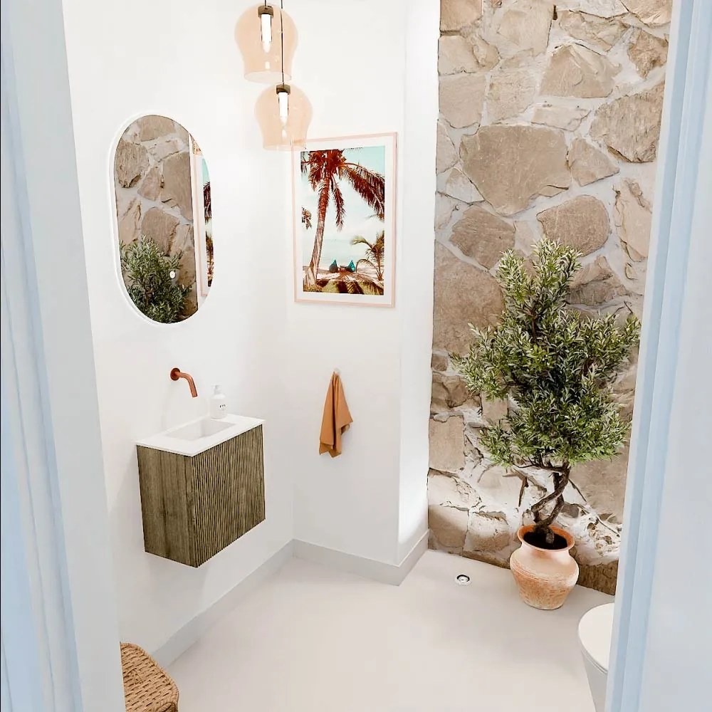Mondiaz Joya 40cm toiletmeubel dusk met wastafel faye midden zonder kraangat talc