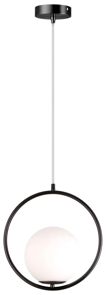 Plafondlamp Hangende Glazen Bol Wit Goud G110-1W BLACK WHITE