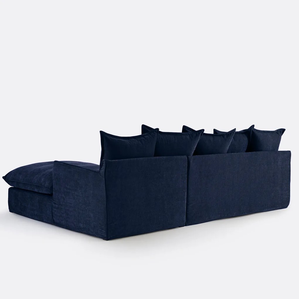 Hoekbank rechts, omvormbaar, met afneembare hoezen, 4-zits, in gemêleerd polyester, ODNA