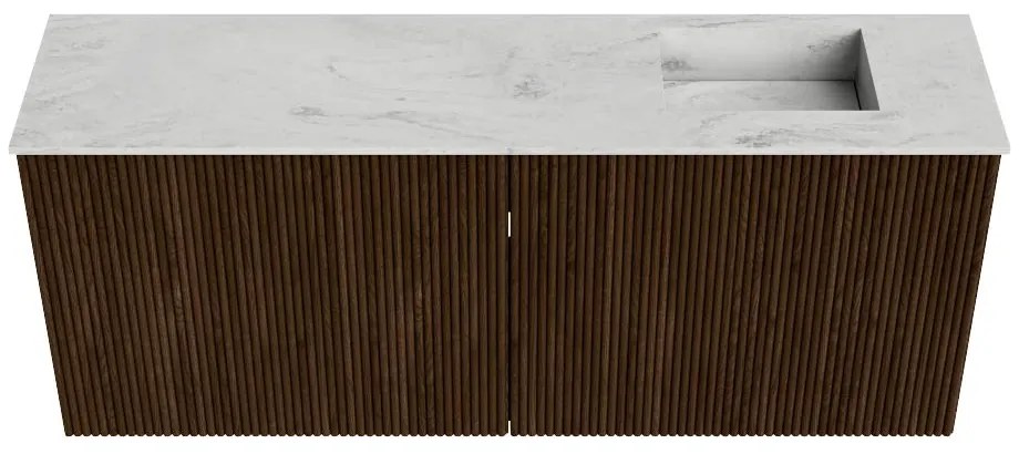 Mondiaz Joya DLux 100cm toiletmeubel walnut met wastafel faye rechts 1 kraangat opalo