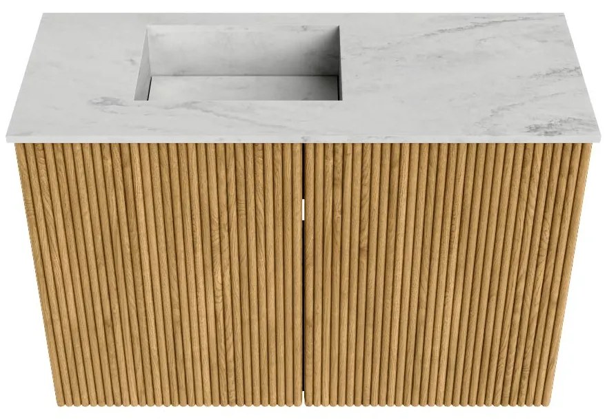 Mondiaz Joya DLux 60cm toiletmeubel oak met wastafel faye links zonder kraangat opalo
