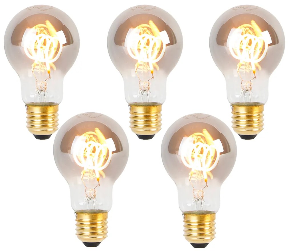 Set van 5 E27 LED spiraal lampen A60 smoke 4W 120 lm 1800K