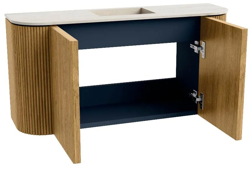 Mondiaz Joya DLux 85cm toiletmeubel ronding links/rechts oak met wastafel faye midden zonder kraangat meli