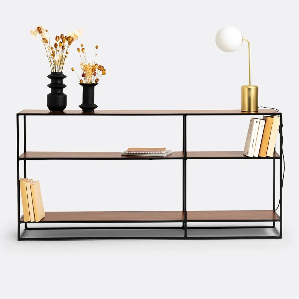 Wandtafel rek in walnootfineer en staal, Watford