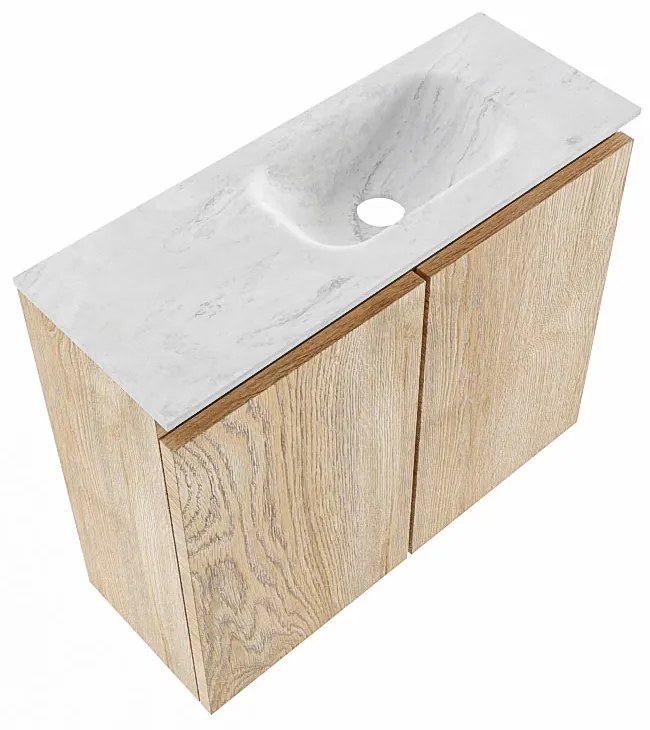 Mondiaz Ture DLux toiletmeubel 60cm washed oak met wastafel opalo rechts zonder kraangat