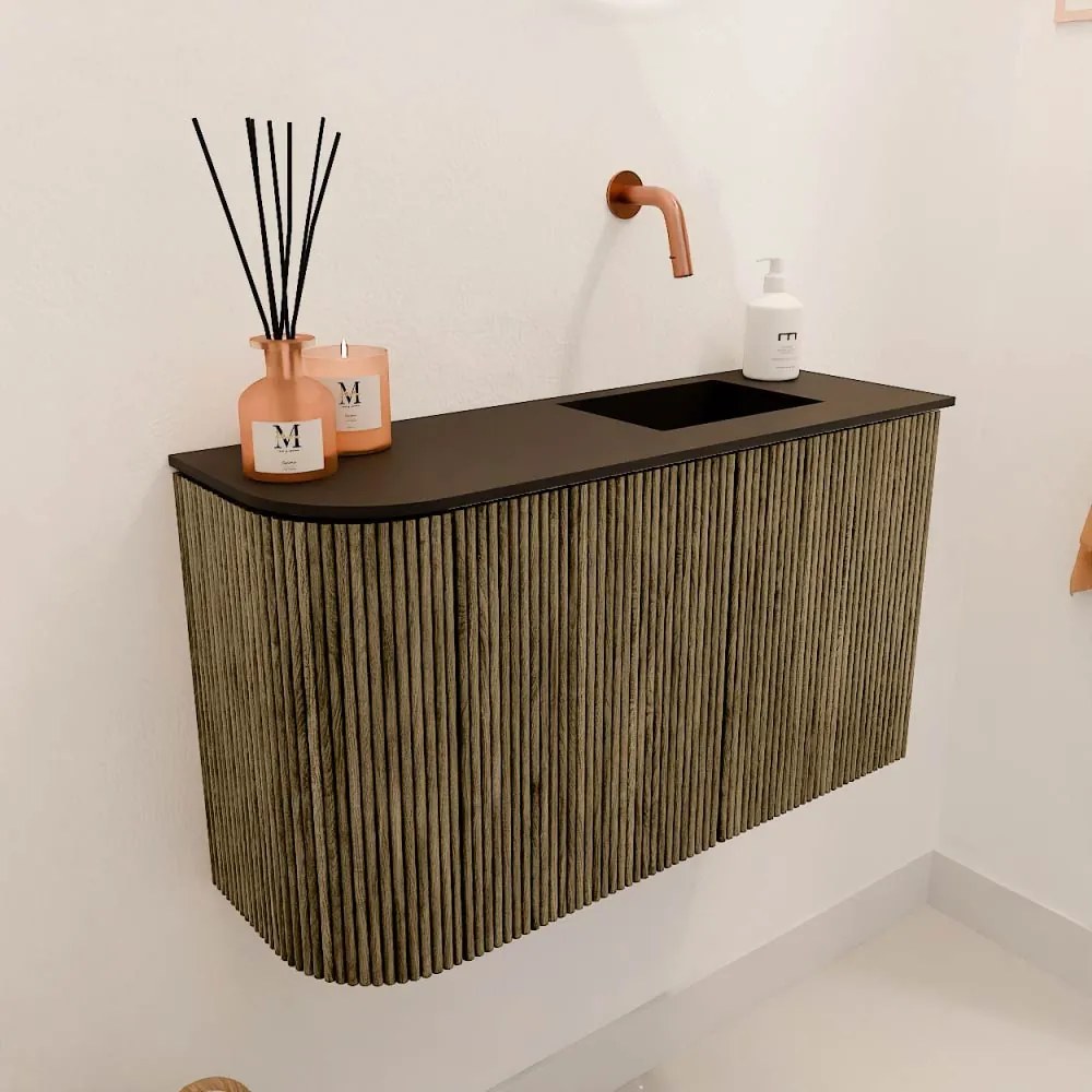 Mondiaz Joya 70cm toiletmeubel ronding links dusk met wastafel faye rechts zonder kraangat urban