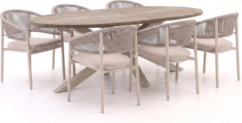 Diningset Bellagio  | 6 personen teakhout | Tuinset stapelbaar | 7-delig | Kees Smit Tuinmeubelen