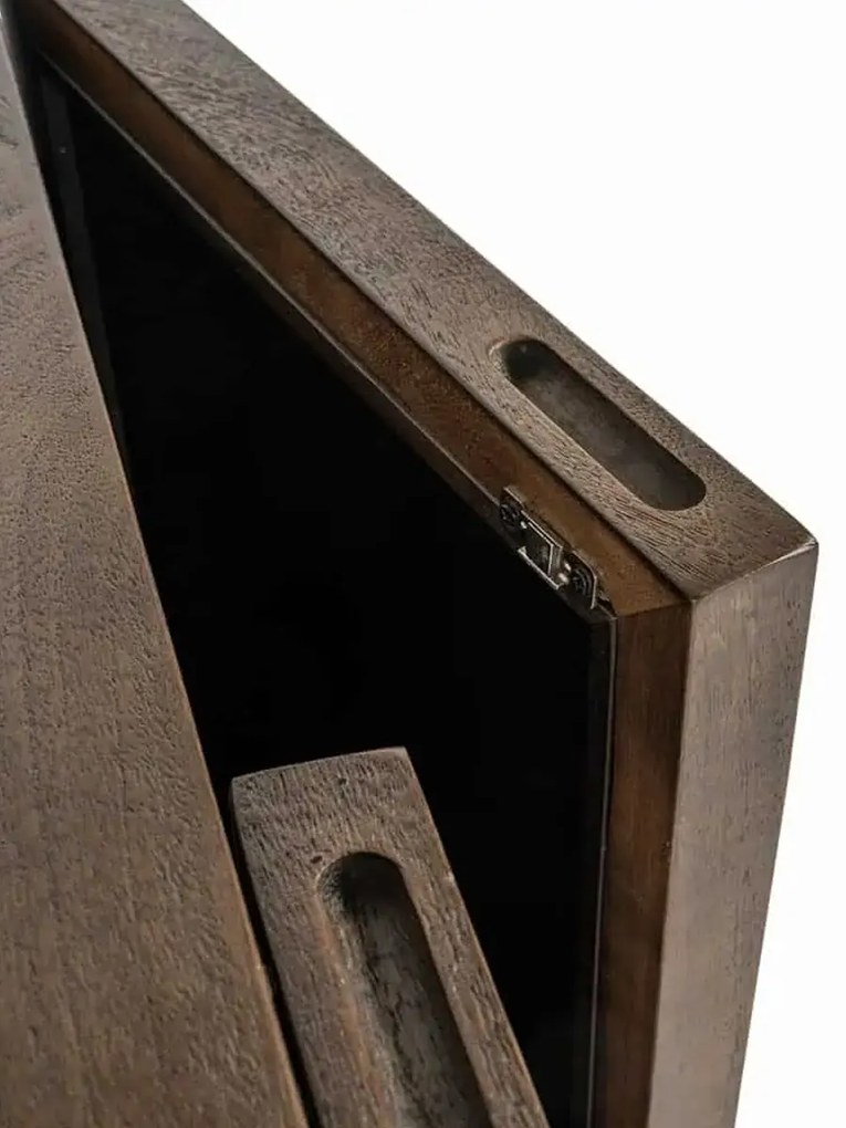 Richmond Interiors Bryant Wandkastje Donkerbruin Mangohout Met Spiegel - 80x40x91.5cm.