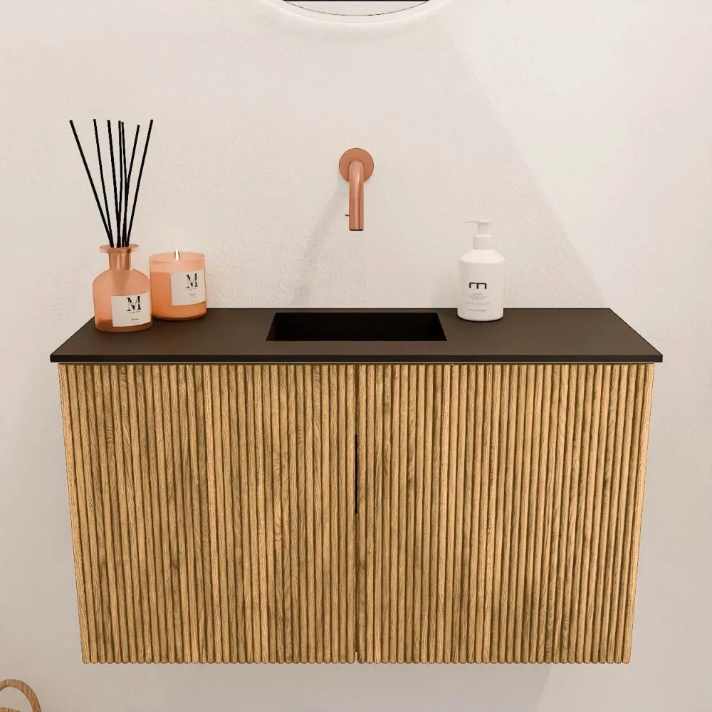 Mondiaz Joya 70cm toiletmeubel oak met wastafel faye midden zonder kraangat urban