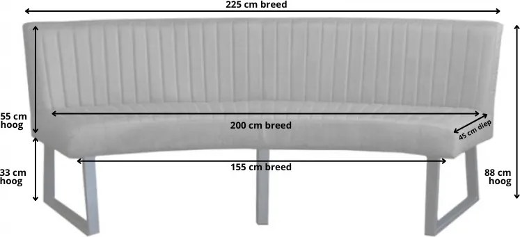 Eetkamerbank - Hengelo - stof Element roze 10 - geschikt voor ovale tafel 200 cm